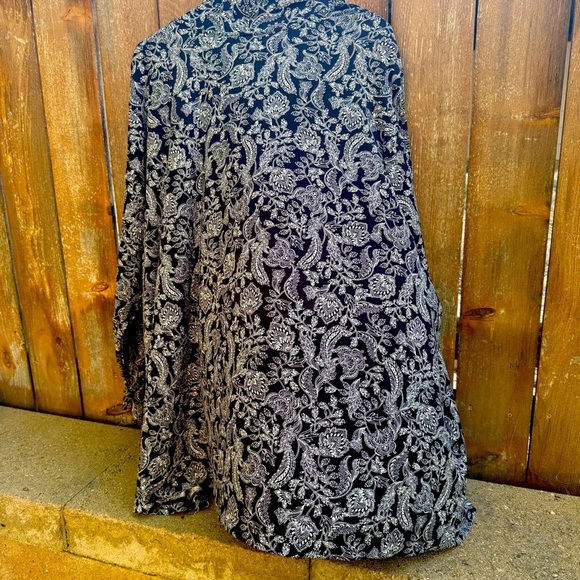 ROAMANS Women’s Black White Paisley Kimono Lightweight Cardigan Size 4X 34-36 - Picture 8 of 9